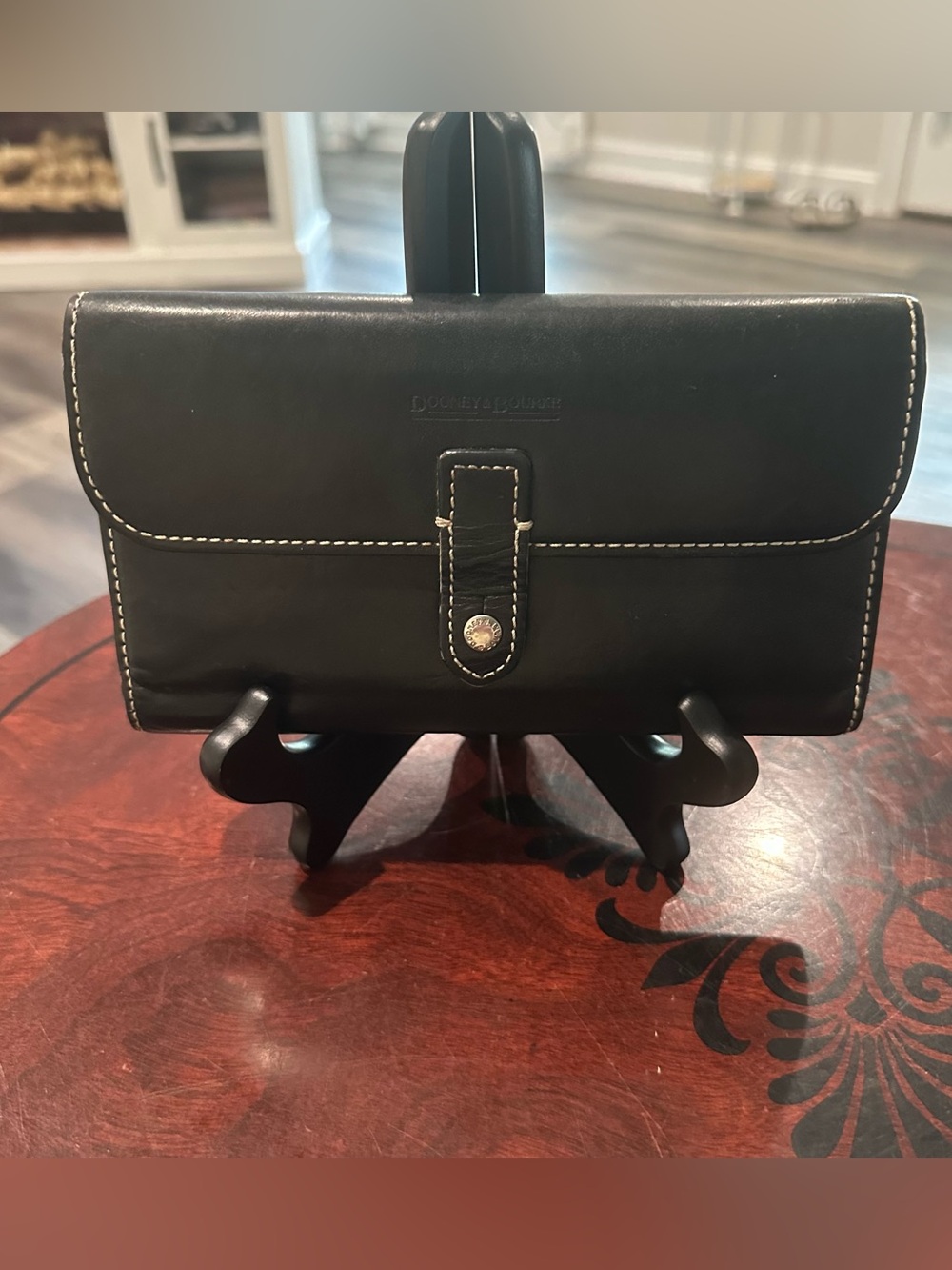 Dooney & Bourke Italian Leather Alto Black Check Book Wallet